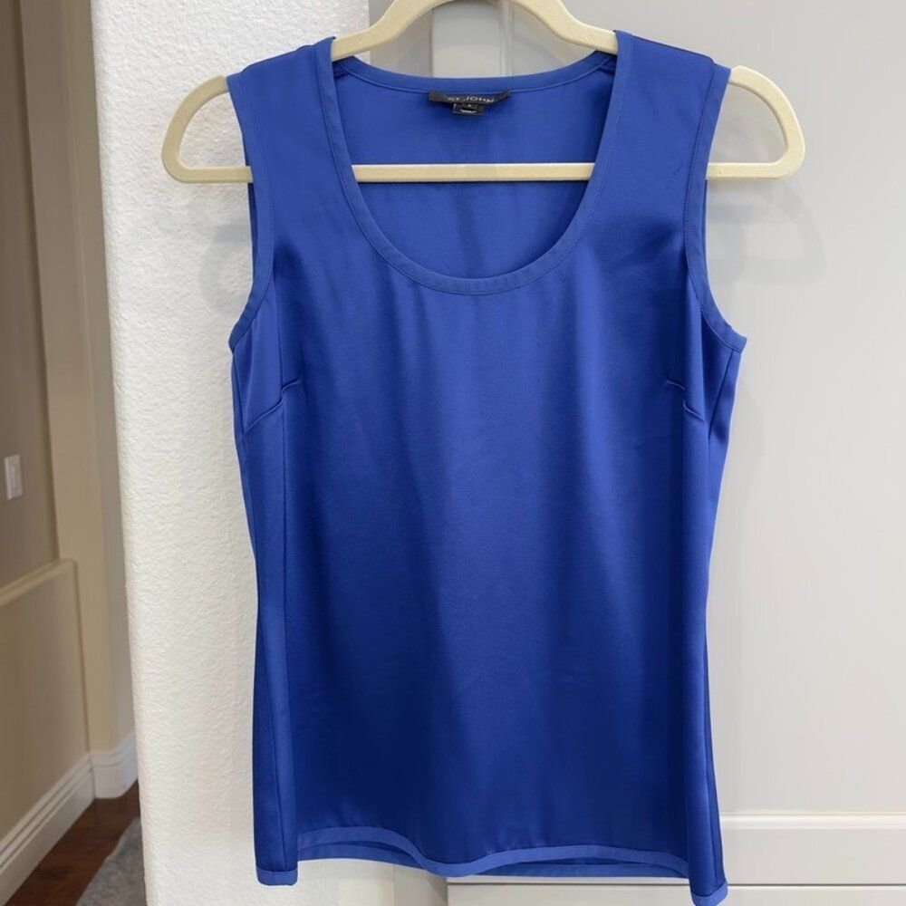 St. John Caviar Silk Violet Blue Tank Top Size 2 / XS